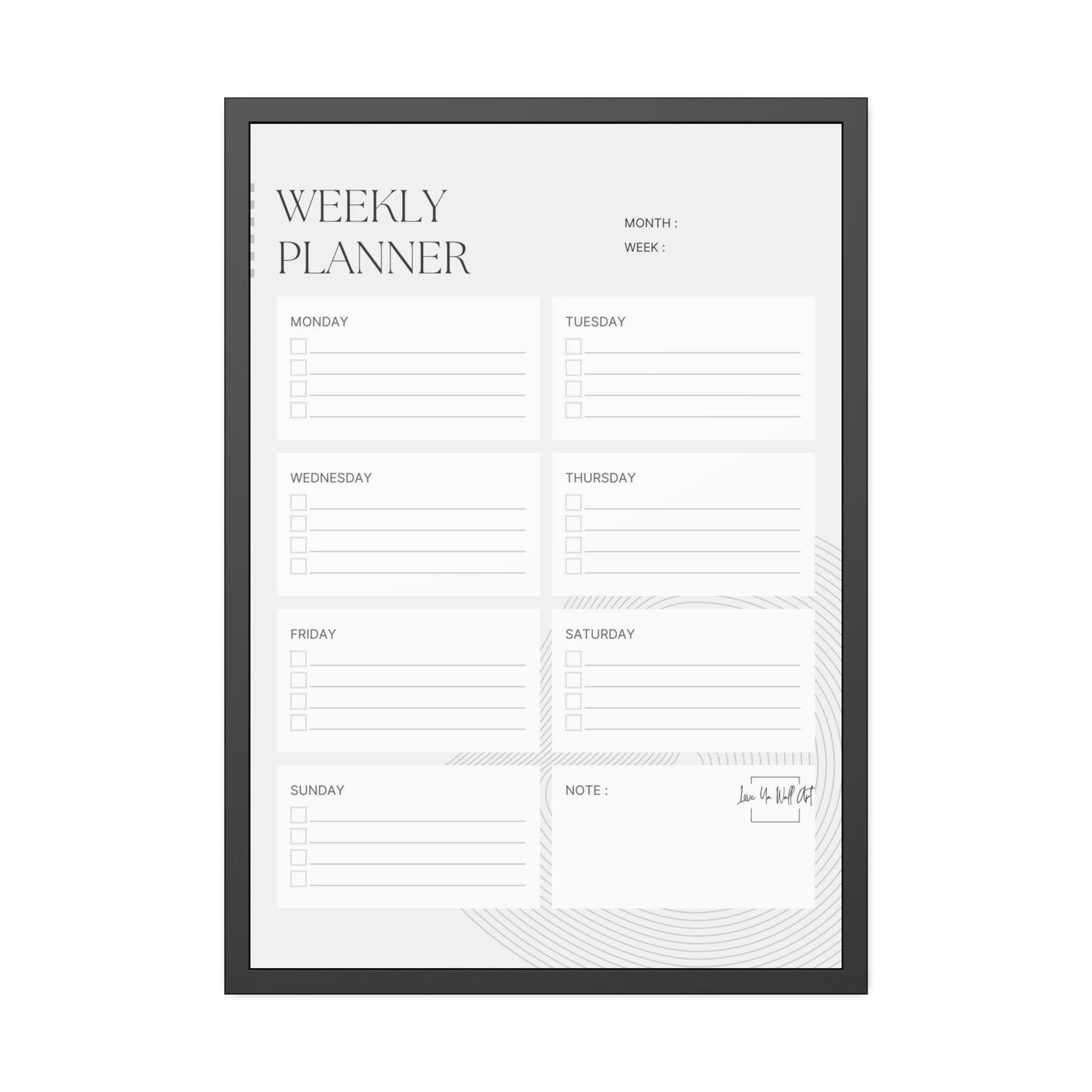 Framed Weekly Planner